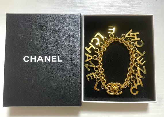 Vintage Chane CHANEL Letter Dangle Bracelet With Turn Lock CC
