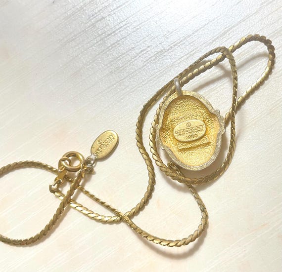 Vintage Givenchy Gold Chain Necklace With Oval Rhinestone “G” Logo