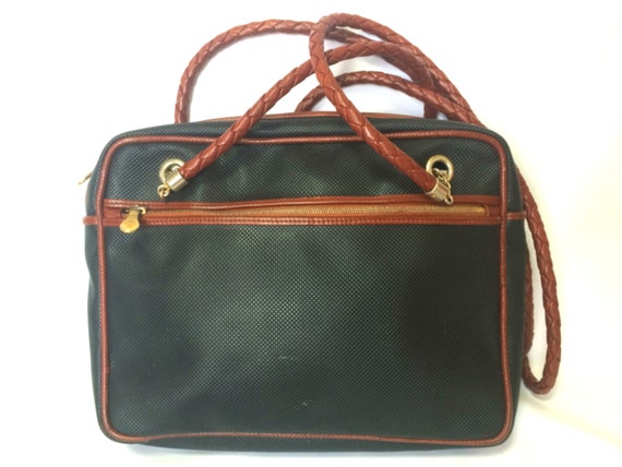 Vintage Bottega Veneta Classic Black Shoulder Bag With Long Brown Leather Intrecciato Straps. Perfect Purse for Daily Use. 1803ya1 Etsy