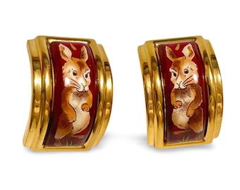 HERMES 犬のブローチ ゴールド ビンテージ エルメス ヴィンテージ 子供と犬 エナメルブローチ - Etsy 日本