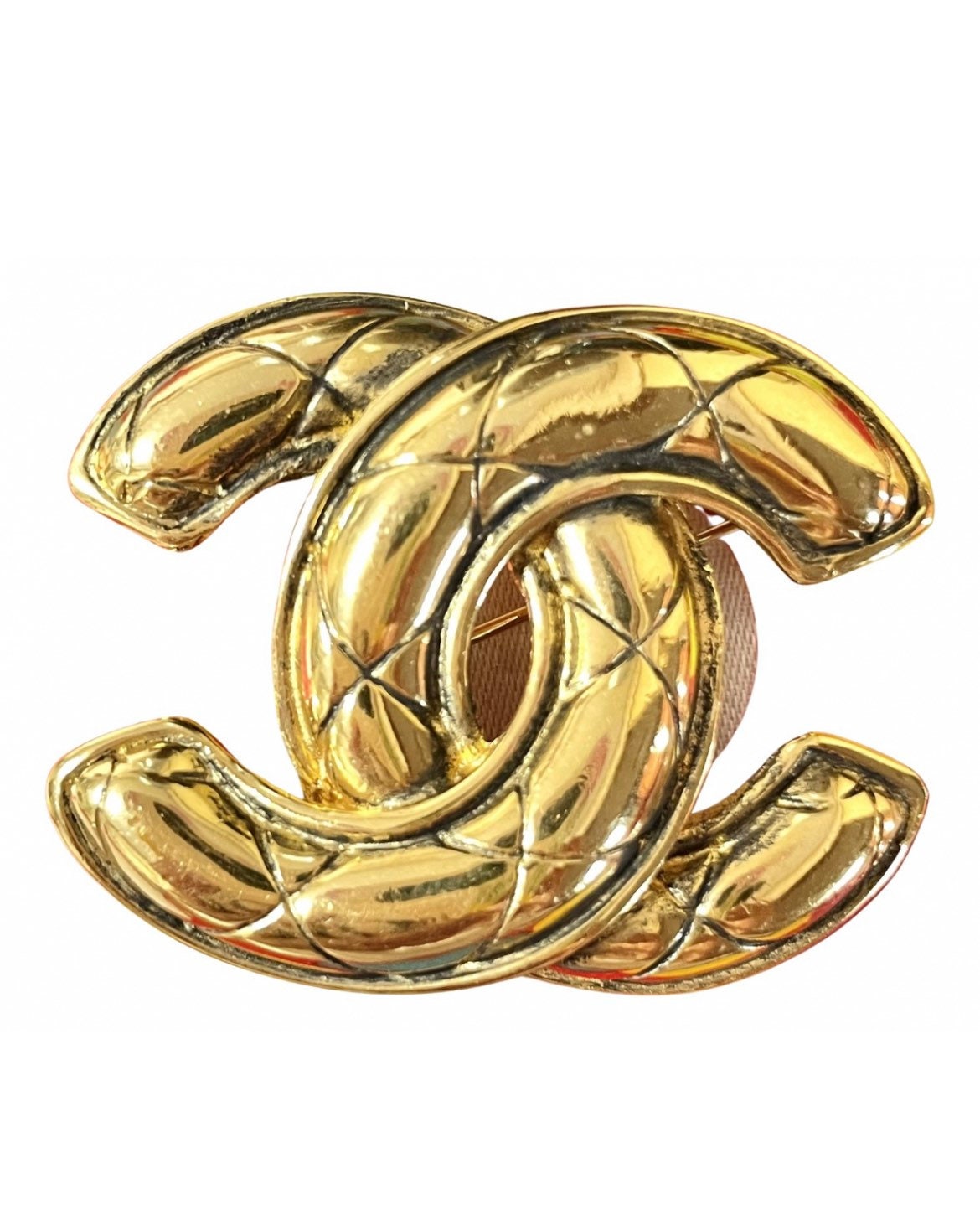Pre-owned 1994 Cut-out Cc Brooch In Gold