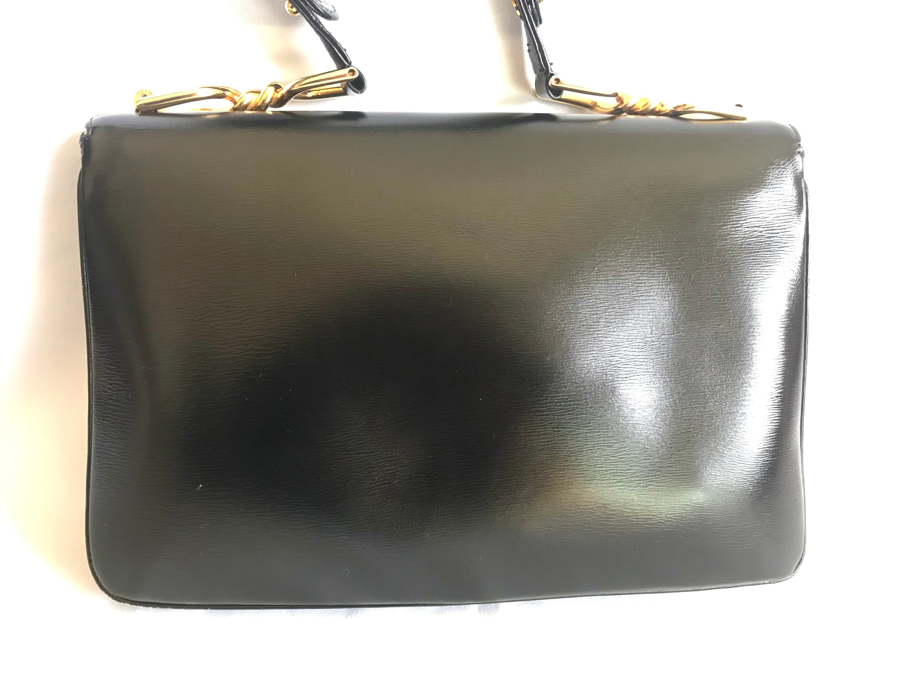 Vintage Lanvin Black Leather Shoulder Bag With Logo Motif