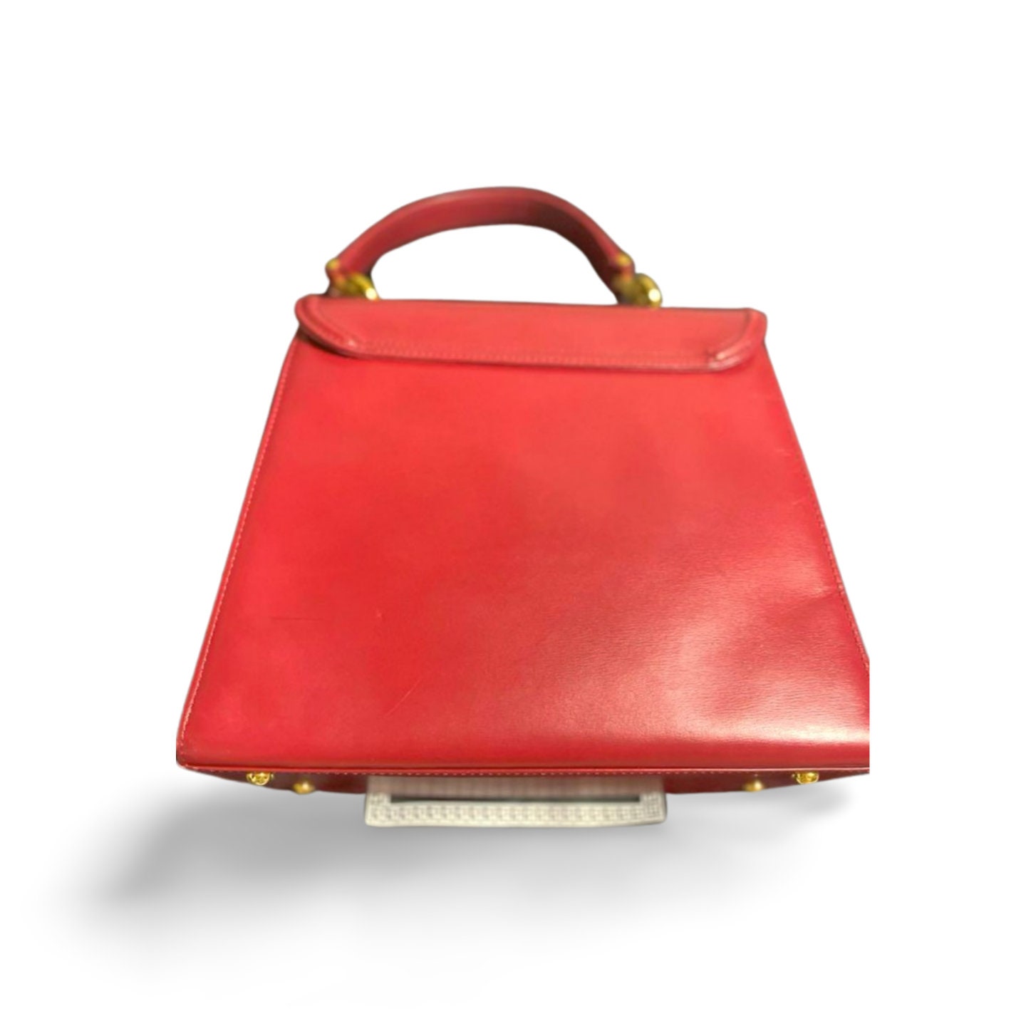 Vintage Gianni Versace Apricot Red Leather Kelly Style Bag Vintage Gianni Versace Apricot Red Leather Kelly Style Bag