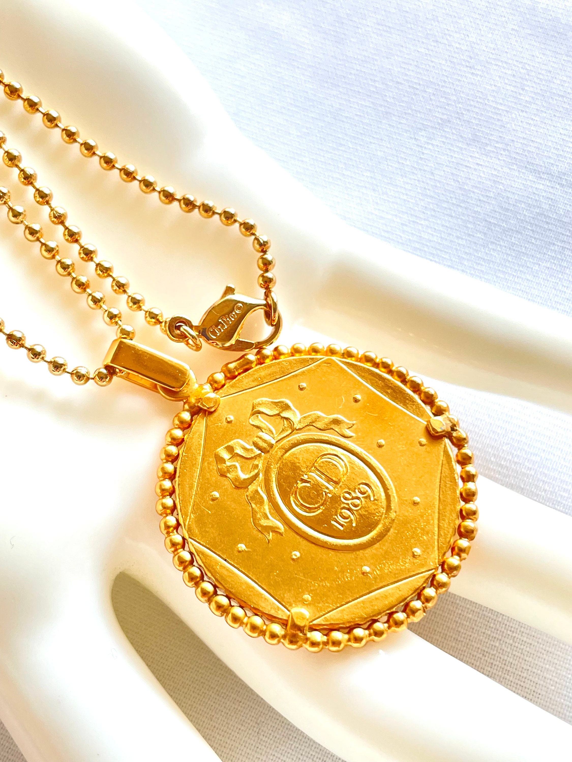 Vintage Christian Dior Ball Chain Necklace With Round Shape