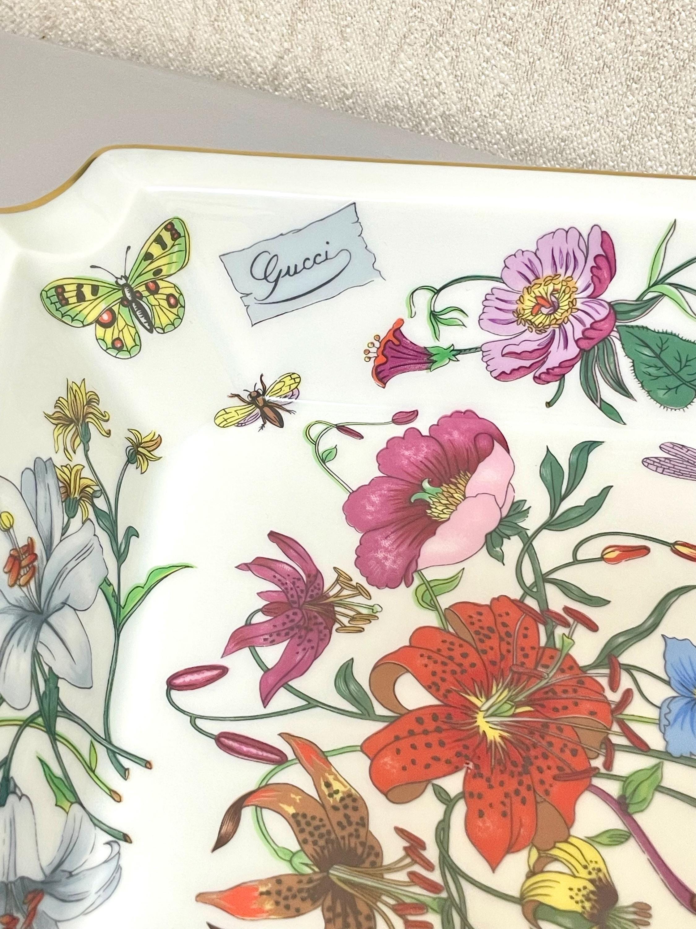 1980s Vintage GUCCI × Bernardaud Limoges Ceramic Floral Plate