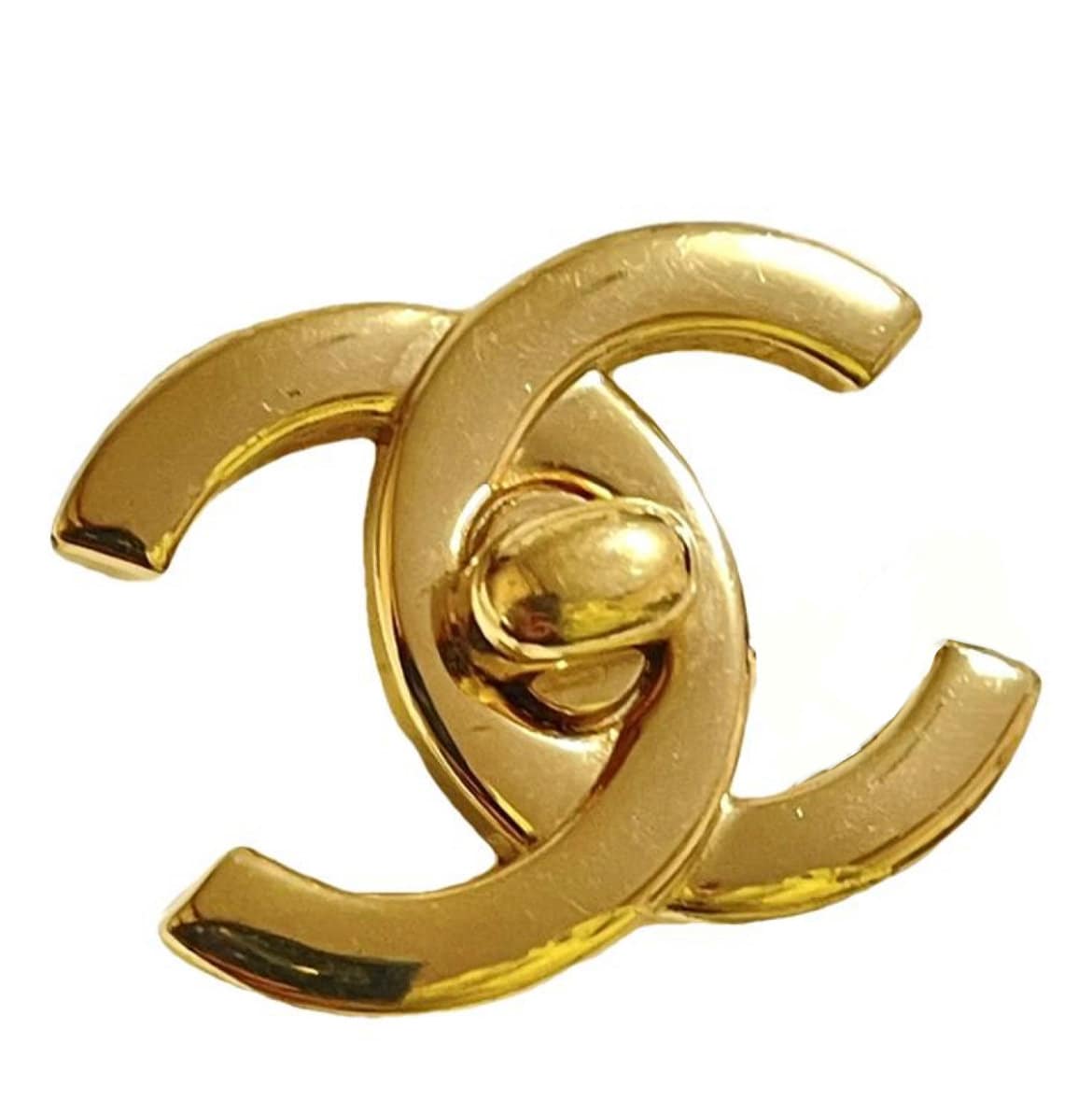 Chanel Brooch Pin Here Mark Rhinestone Gold