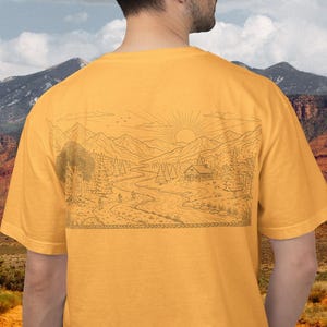 Hiking T Shirt Front Back Nature Tee Adventure Quote Shirt Mountain Landscape Gift Outdoorsy Apparel Hiking Gift for Him and Her Top