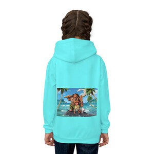 Moana Character Hoodie | Kids Aqua Pullover, Island Ocean Design image 4