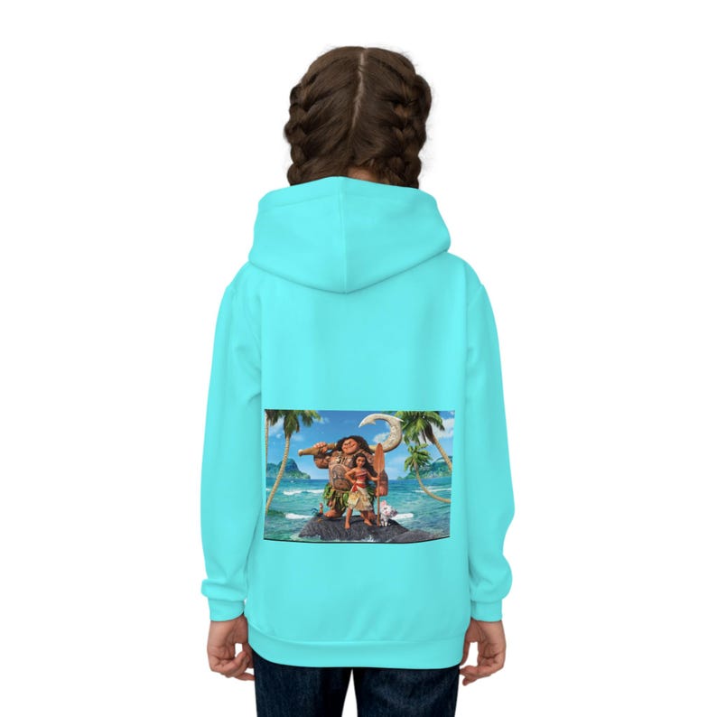 Moana Character Hoodie | Kids Aqua Pullover, Island Ocean Design image 4