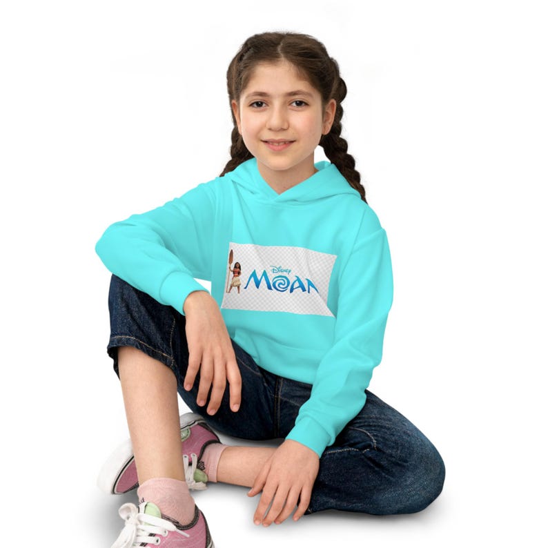 Moana Character Hoodie | Kids Aqua Pullover, Island Ocean Design image 6