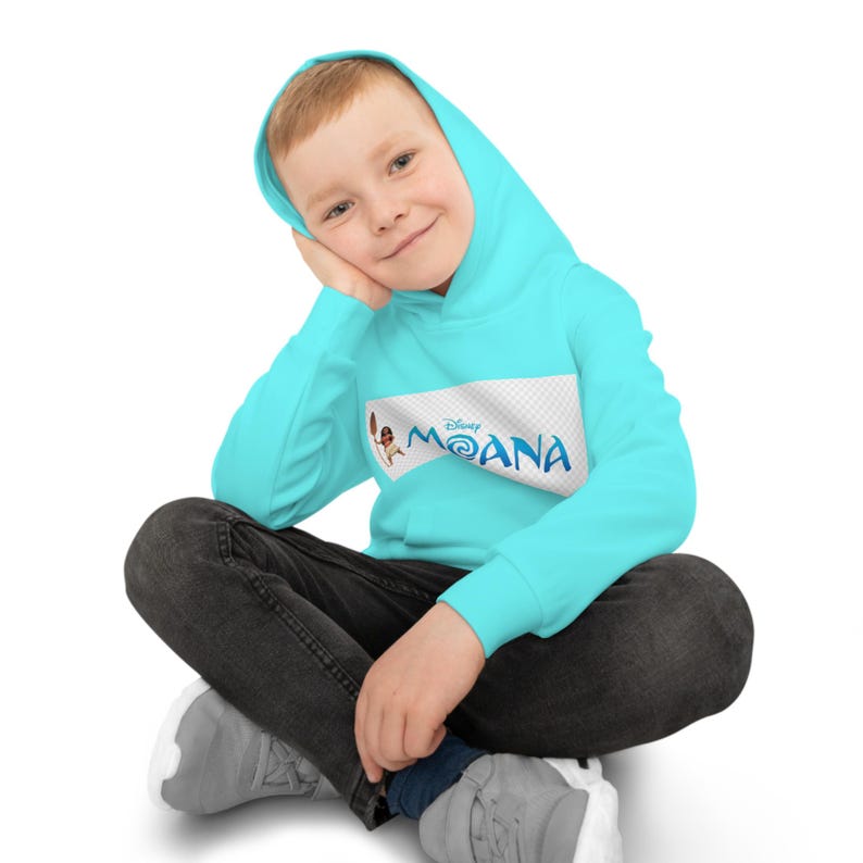 Moana Character Hoodie | Kids Aqua Pullover, Island Ocean Design image 10