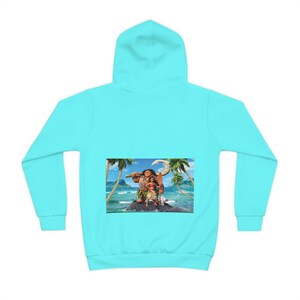 Moana Character Hoodie | Kids Aqua Pullover, Island Ocean Design image 2