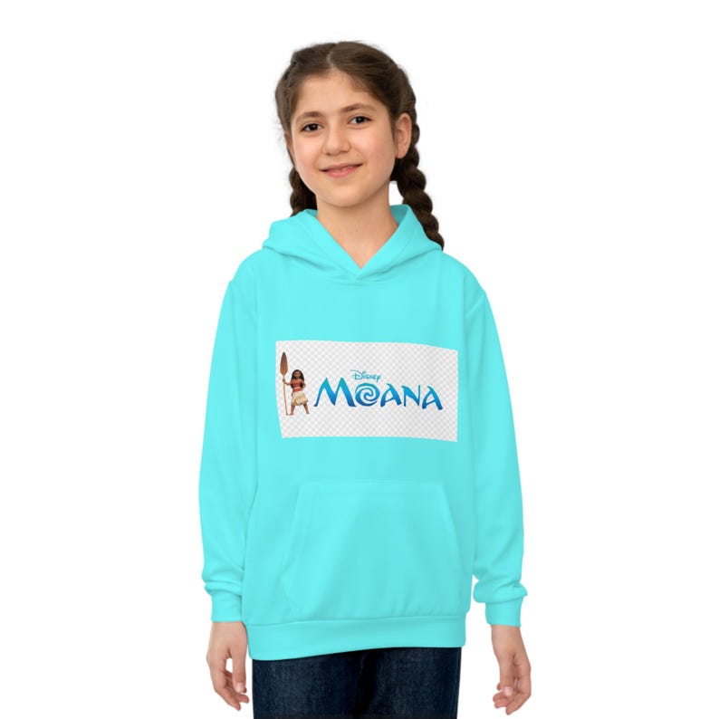 Moana Character Hoodie | Kids Aqua Pullover, Island Ocean Design image 3