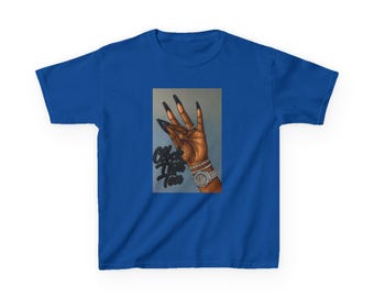 Hand Gesture Art Kids Tee | Brown Hand with Long Nails Illustration