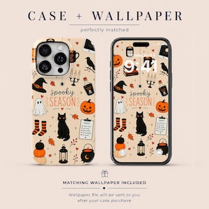 Funda para teléfono con diseño espeluznante de Halloween y estampado otoñal, resistente, para iPhone 17 Pro Max, 16e, 15, 14, 13 y Samsung S26 Ultra, S25 FE, A57, A56, Pixel 10