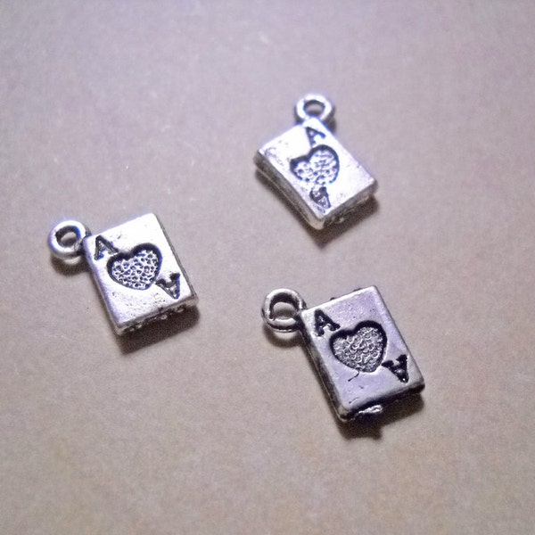 Playing Card Charms Ace of Hearts Charms Tiny Charms Miniature Charms Poker Charms Fairy Tale Charms Double Sided Charms Tiny Card Charms 6