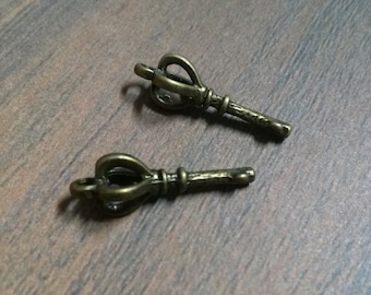 Key Charms Key Pendants Antiqued Bronze Key Charms Steampunk Keys BULK Skeleton Keys Scepter Charms 10pcs 26mm