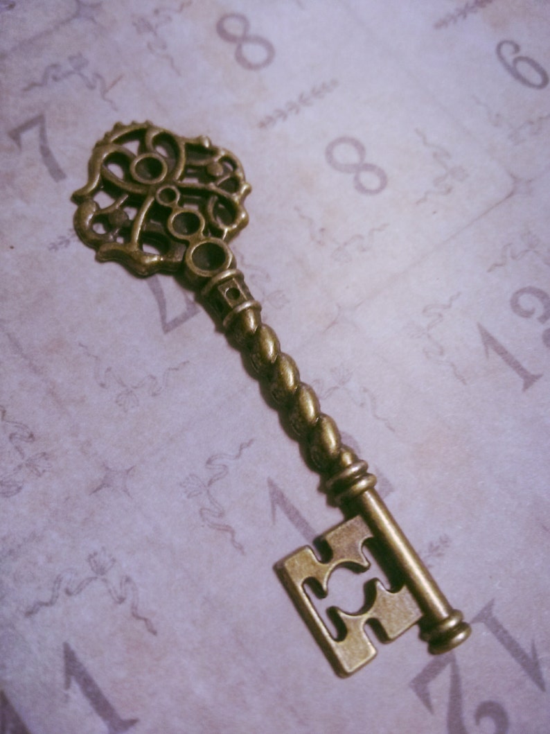 Big Key Pendants Antiqued Bronze Key Charms Skeleton Keys Etsy