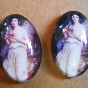 Ovale Cabochons Verre Cabochons Oval Glass Cabochons Vintage Style Domed Glass Flatbacks 25x18 Cabochons 2pcs