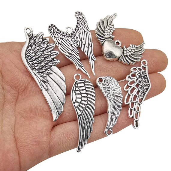Großverkauf Antik Silber Engel Flügel Charm Anhänger 3.5cmx2.8cm B23890