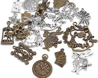 Fairy Tale Pendants Large Focal Pendants Antiqued Silver Bronze Charms Fairy Tale Charms Bulk 20pcs