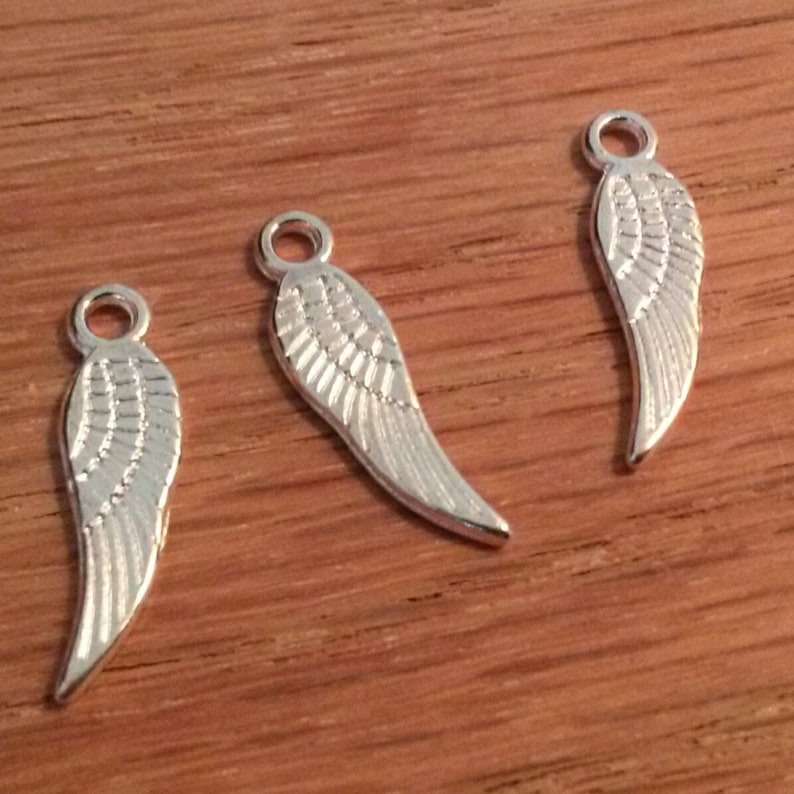 10 Angel Wing Charms Antique Gold Tone Filigree Wings Pendants 24mm