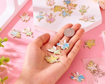 Fee Charms Assorted Emaille Fee Anhänger Gold Märchen Themed Charms Set Groß 36stk