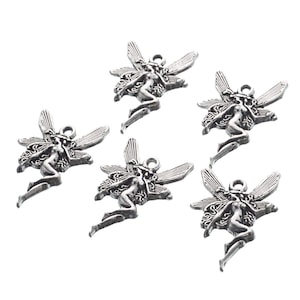 Silver Fairy Charms Antiqued Silver Fairy Pendants Fairytale Charms Set BULK Charms Wholesale Charms 50pcs