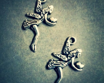 Fairy Charms Antiqued Silver Fairy Pendants Silver Charms Fairy Tale Charms Tiny Fairy Charms 5pc 24mm