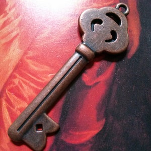 Antiqued Copper Skeleton Key Pendant 2&quot; Vintage Style Replica Key