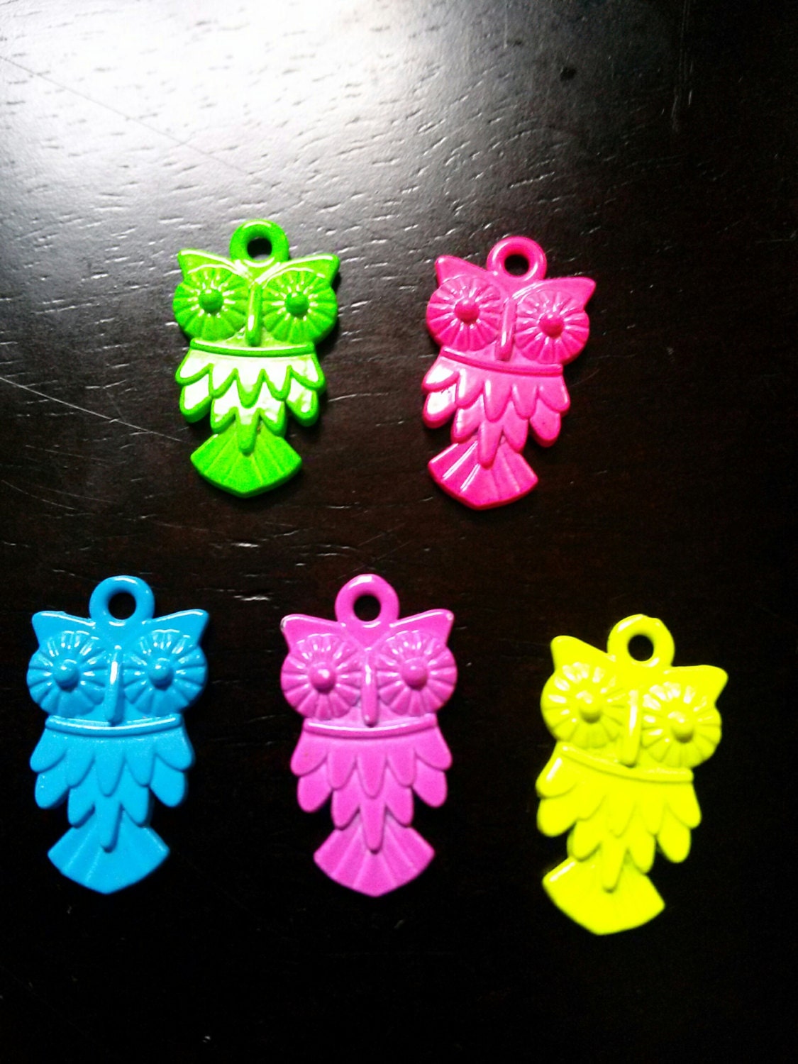 Neon Owl Charms Owl Pendants Neon Charms Colorful Charms Neon Owls Assorted Colors Charms Set 20mm 5