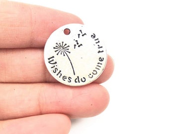 Dandelion Pendants Wishes Do Come True Quote Charms Quote Pendants Dandelion Charms Word Charms Word Pendants BULK Charms 10pcs