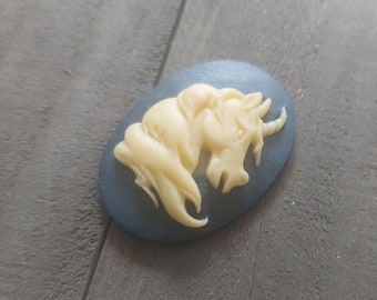 Unicorn Cabochon Oval 40x30 Large Oval Cabochon Resin Unicorn Cameo Blue Yellow