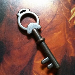 Copper Key Pendant Steampunk Key Skeleton Key Antiqued Copper Key Charm Skeleton Key Charm 1.75"