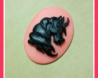 Cabochon ovale unicorno 40x30 grande cabochon ovale in resina cammeo unicorno rosa nero