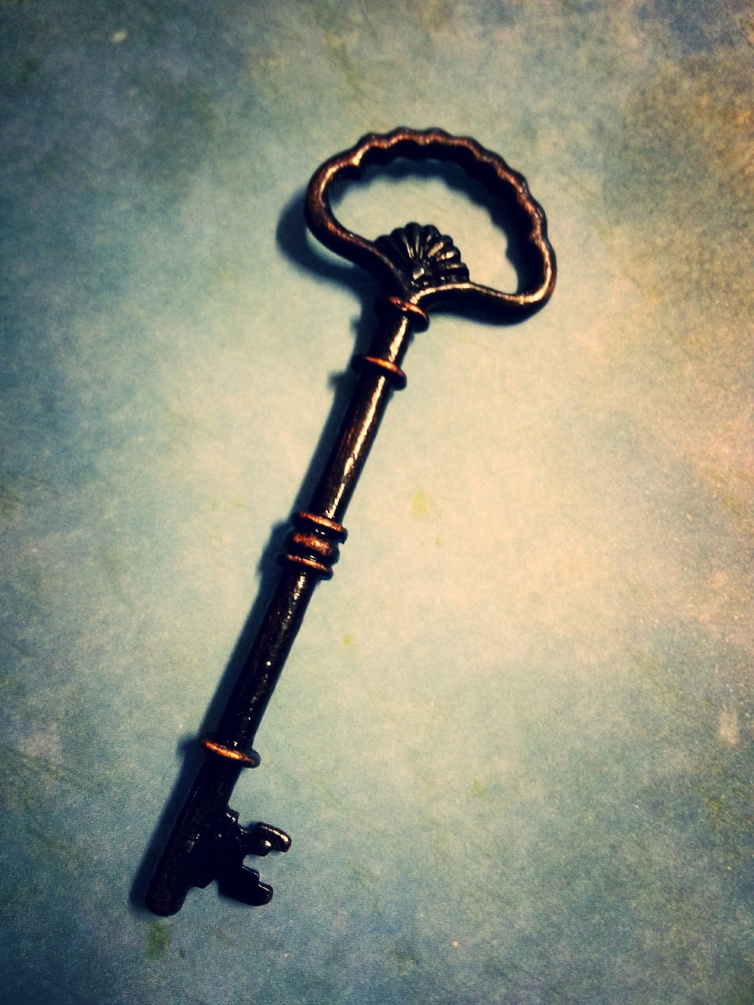 Large Metal Key Pendant Antiqued Copper Key 3.25