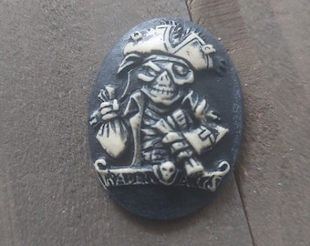 Pirate Cabochon Oval 40x30 Large Oval Cabochon Resin Unique Cameo Black