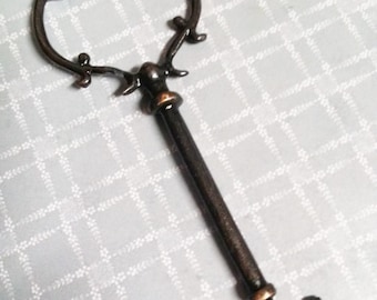 Large Metal Key Pendant Skeleton Key Antiqued Copper Key 4.5" Skeleton Key Big Key Large Key Unique Skeleton Key Old Fashioned Key