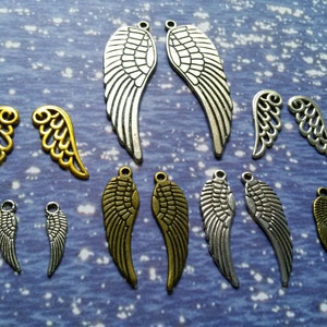 Engel Flügel Charms Flügel Anhänger verschiedene Flügel Charms Antik Silber Antik Gold Antik Bronze verschiedene Charms 17mm bis 50mm 14pcs