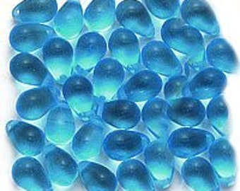 Mermaid Tear Beads Teardrop Beads Czech Glass Beads AB Beads Blue Beads Blue Tear Beads BULK Beads 9mm Beads 9mm Glass Beads 50pcs