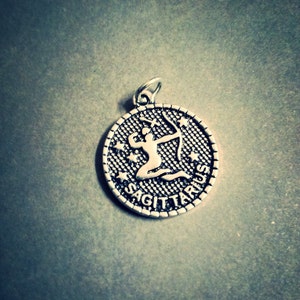 Sagittarius Charm Pendant Antiqued Silver Pendant Ornate Charm Zodiac Charm THE ARCHER Charm Silver Zodiac Charm