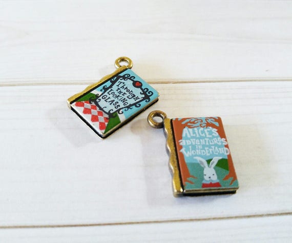 Fairy Tale Book Charms Miniature Book Charms Antiqued Gold Book Pendants Fairytale Charms Pendants PREORDER