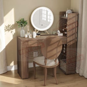 Home Office Desk with Bookshelf, 4 Tier Study Table, Computer Workstation