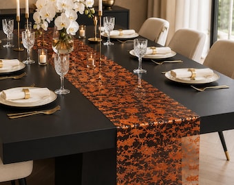 Orange Leaf Table Runner, Halloween Table Runner, Autumn Leaf Table Decor, Halloween Party Table Decoration