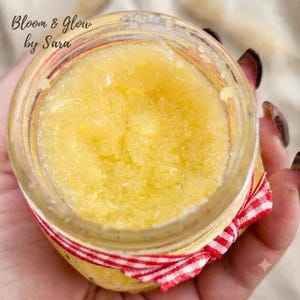 Exfoliante de azúcar con limón, cúrcuma y azafrán / Exfoliante iluminador / Brillo dorado