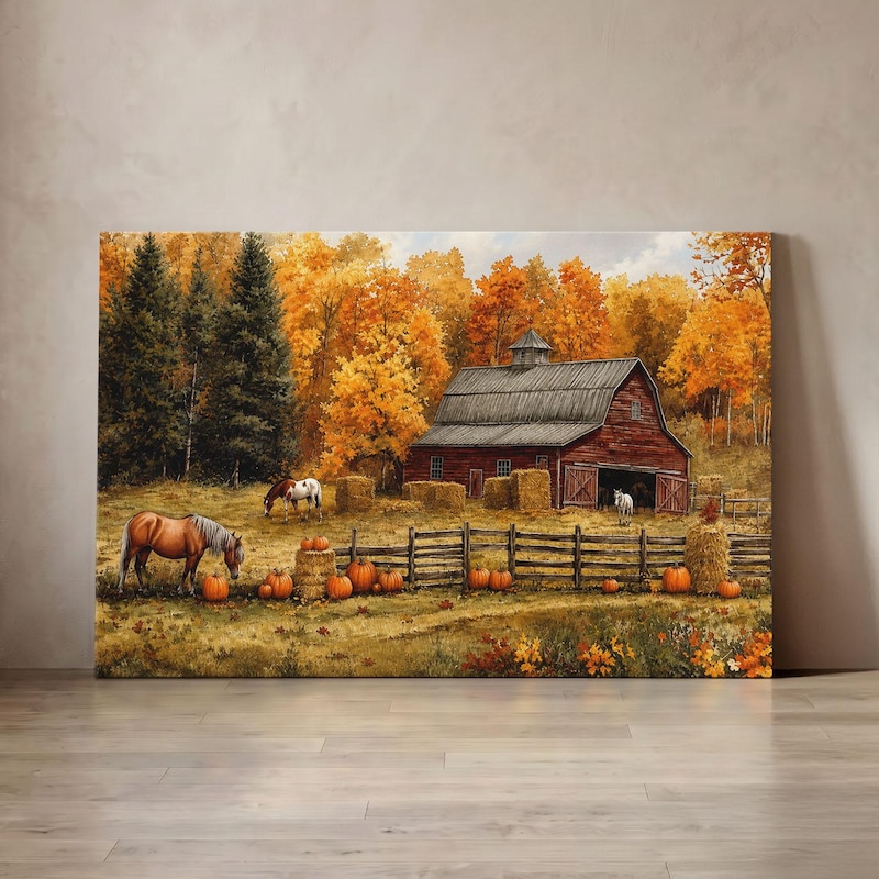Rustic Farm Fall Rustic Barn Fall Wall Art - Etsy