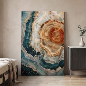 Tree Ring Canvas Print, Abstract Wood Wall Art, Geode Texture Decor, Agate Slice Art, Earth Tone Wall Decor, Modern Organic Home Decor