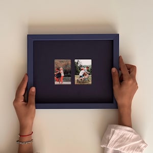 Midnattsblå anpassad ram och passepartout, 8x10 monokromatisk passepartout, handgjord direktfotoram, personlig bilddisplay