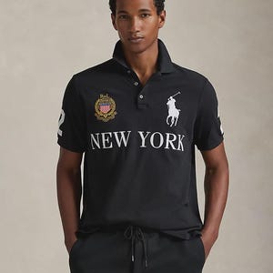 Polo Ralph Lauren New York Big Pony Poloshirt für Herren, Schwarz, Slim Fit, Baumwolle
