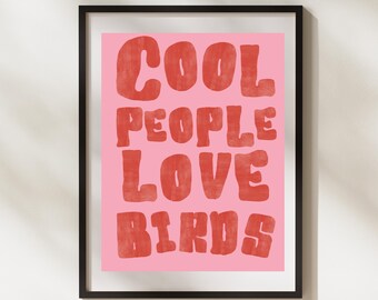 Arte para amantes de las aves, descarga de arte para pared, amante de las aves, decoración para amantes de las aves, regalos para observadores de aves, pájaros enamorados, decoración de pared